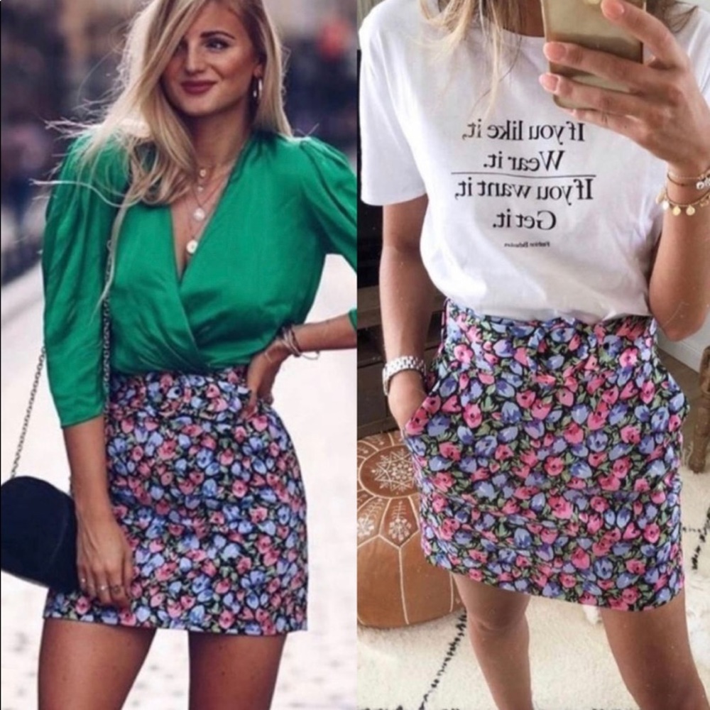 Zara Floral mini skirt (S)